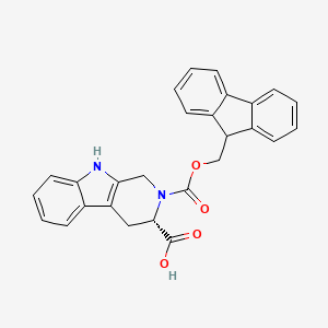 (S)-2-(((9H-Fluoren-9-yl)methoxy)carbonyl)-2,3,4,9-tetrahydro-1H-pyrido[3,4-b]indole-3-carboxylic acid chemical structure (CAS 204322-23-6)