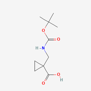 1-(((tert-Butoxycarbonyl)amino)methyl)cyclopropane-1-carboxylic acid chemical structure (CAS 204376-48-7)