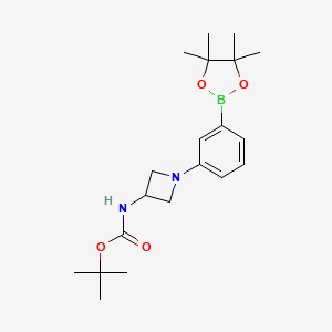 tert-Butyl (1-(3-(4,4,5,5-tetramethyl-1,3,2-dioxaborolan-2-yl)phenyl)azetidin-3-yl)carbamate chemical structure (CAS 2044280-37-5)