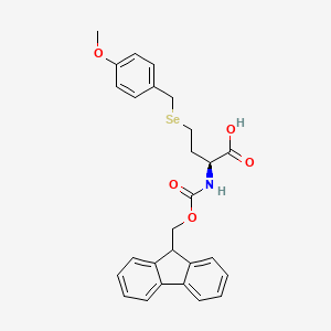 (S)-2-((((9H-Fluoren-9-yl)methoxy)carbonyl)amino)-4-((4-methoxybenzyl)selanyl)butanoic acid chemical structure (CAS 2044704-59-6)