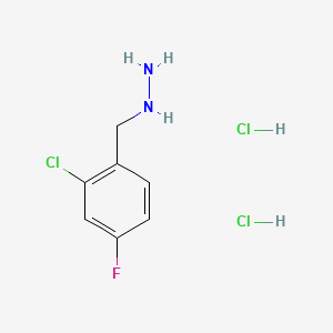 [(2-chloro-4-fluorophenyl)methyl]hydrazine dihydrochloride chemical structure (CAS 2044707-02-8)