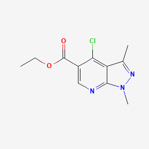 Ethyl 4-chloro-1,3-dimethyl-1H-pyrazolo[3,4-b]pyridine-5-carboxylate chemical structure (CAS 20481-15-6)