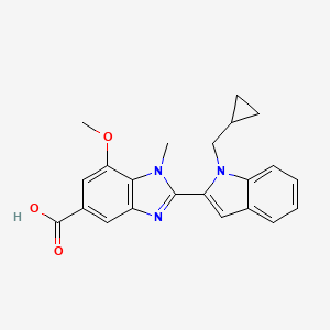 2-(1-(Cyclopropylmethyl)-1H-indol-2-yl)-7-methoxy-1-methyl-1H-benzo[d]imidazole-5-carboxylic acid chemical structure (CAS 2048228-55-1)