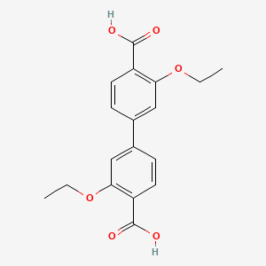 3,3'-Diethoxy-[1,1'-biphenyl]-4,4'-dicarboxylic acid chemical structure (CAS 2051918-30-8)