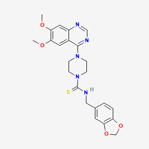 N-(Benzo[d][1,3]dioxol-5-ylmethyl)-4-(6,7-dimethoxyquinazolin-4-yl)piperazine-1-carbothioamide chemical structure (CAS 205256-55-9)