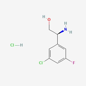 (S)-2-Amino-2-(3-chloro-5-fluorophenyl)ethan-1-ol hydrochloride chemical structure (CAS 2055576-85-5)