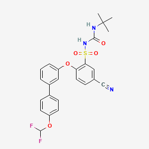 N-(tert-Butylcarbamoyl)-5-cyano-2-((4'-(difluoromethoxy)-[1,1'-biphenyl]-3-yl)oxy)benzenesulfonamide chemical structure (CAS 2055599-51-2)