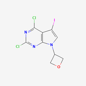 2,4-Dichloro-5-iodo-7-(oxetan-3-yl)-7H-pyrrolo[2,3-d]pyrimidine chemical structure (CAS 2056937-95-0)