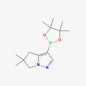 5,5-Dimethyl-3-(4,4,5,5-tetramethyl-1,3,2-dioxaborolan-2-yl)-5,6-dihydro-4H-pyrrolo[1,2-b]pyrazole chemical structure (CAS 2057507-59-0)
