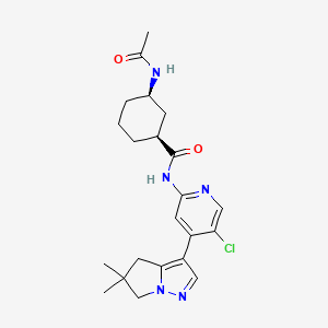 (1S,3R)-3-Acetamido-N-(5-chloro-4-(5,5-dimethyl-5,6-dihydro-4H-pyrrolo[1,2-b]pyrazol-3-yl)pyridin-2-yl)cyclohexanecarboxamide chemical structure (CAS 2057509-72-3)
