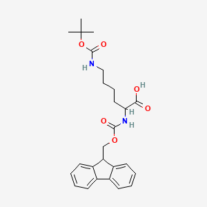 2-((((9H-Fluoren-9-yl)methoxy)carbonyl)amino)-6-((tert-butoxycarbonyl)amino)hexanoic acid chemical structure (CAS 205812-10-8)