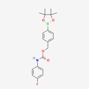 4-(4,4,5,5-Tetramethyl-1,3,2-dioxaborolan-2-yl)benzyl (4-fluorophenyl)carbamate chemical structure (CAS 2058308-73-7)