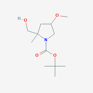 tert-Butyl 2-(hydroxymethyl)-4-methoxy-2-methylpyrrolidine-1-carboxylate chemical structure (CAS 2059933-77-4)