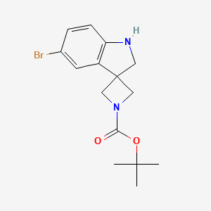tert-Butyl 5'-bromo-1',2'-dihydrospiro[azetidine-3,3'-indole]-1-carboxylate chemical structure (CAS 2059972-24-4)