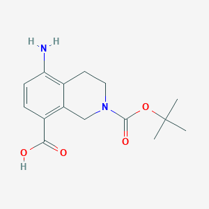 5-Amino-2-(tert-butoxycarbonyl)-1,2,3,4-tetrahydroisoquinoline-8-carboxylic acid chemical structure (CAS 2060031-16-3)