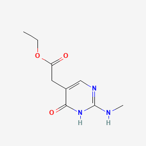 Ethyl 2-(2-(methylamino)-6-oxo-1,6-dihydropyrimidin-5-yl)acetate chemical structure (CAS 2060034-18-4)
