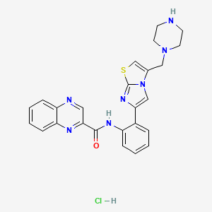 N-(2-(3-(Piperazin-1-ylmethyl)imidazo[2,1-b]thiazol-6-yl)phenyl)quinoxaline-2-carboxamide hydrochloride chemical structure (CAS 2060259-60-9)