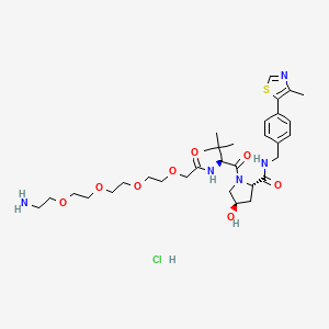 (2S,4R)-1-((S)-17-Amino-2-(tert-butyl)-4-oxo-6,9,12,15-tetraoxa-3-azaheptadecanoyl)-4-hydroxy-N-(4-(4-methylthiazol-5-yl)benzyl)pyrrolidine-2-carboxamide hydrochloride chemical structure (CAS 2064292-52-8)