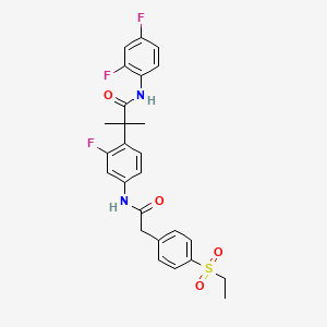 N-(2,4-Difluorophenyl)-2-(4-(2-(4-(ethylsulfonyl)phenyl)acetamido)-2-fluorophenyl)-2-methylpropanamide chemical structure (CAS 2068119-11-7)