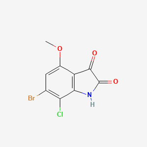 6-Bromo-7-chloro-4-methoxyindoline-2,3-dione chemical structure (CAS 2069942-54-5)