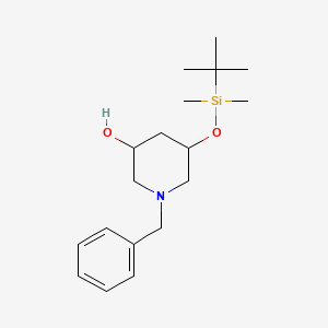 1-Benzyl-5-((tert-butyldimethylsilyl)oxy)piperidin-3-ol chemical structure (CAS 2070014-70-7)