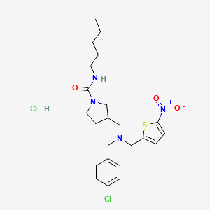 3-(((4-Chlorobenzyl)((5-nitrothiophen-2-yl)methyl)amino)methyl)-N-pentylpyrrolidine-1-carboxamide hydrochloride chemical structure (CAS 2070014-94-5)