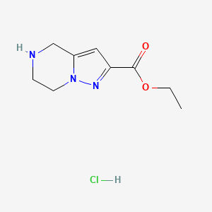 Ethyl 4,5,6,7-tetrahydropyrazolo[1,5-a]pyrazine-2-carboxylate hydrochloride chemical structure (CAS 2070015-34-6)