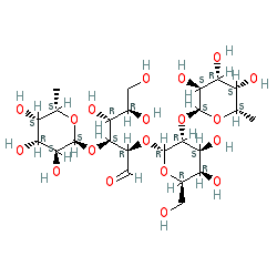 (2S,3S,4R,5S,6S)-2-(((2S,3R,4S,5R,6R)-2-(((2R,3R,4R,5R)-5,6-Dihydroxy-2-(hydroxymethyl)-4-(((2S,3S,4R,5S,6S)-3,4,5-trihydroxy-6-methyltetrahydro-2H-pyran-2-yl)oxy)tetrahydro-2H-pyran-3-yl)oxy)-4,5-dihydroxy-6-(hydroxymethyl)tetrahydro-2H-pyran-3-yl)oxy)-6-methyltetrahydro-2H-pyran-3,4,5-triol chemical structure (CAS 20768-11-0)