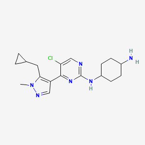 trans-N1-(5-Chloro-4-(5-(cyclopropylmethyl)-1-methyl-1H-pyrazol-4-yl)pyrimidin-2-yl)cyclohexane-1,4-diamine chemical structure (CAS 2079068-74-7)