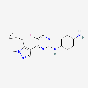 trans-N1-(4-(5-(Cyclopropylmethyl)-1-methyl-1H-pyrazol-4-yl)-5-fluoropyrimidin-2-yl)cyclohexane-1,4-diamine chemical structure (CAS 2079069-01-3)