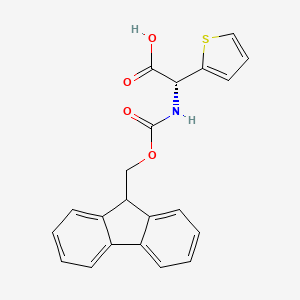 (R)-2-((((9H-Fluoren-9-yl)methoxy)carbonyl)amino)-2-(thiophen-2-yl)acetic acid chemical structure (CAS 208259-66-9)