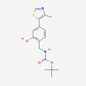tert-Butyl (2-hydroxy-4-(4-methylthiazol-5-yl)benzyl)carbamate chemical structure (CAS 2086300-37-8)