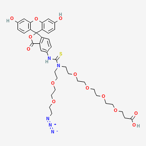 1-Azido-9-((3',6'-dihydroxy-3-oxo-3H-spiro[isobenzofuran-1,9'-xanthen]-5-yl)carbamothioyl)-3,6,12,15,18,21-hexaoxa-9-azatetracosan-24-oic acid chemical structure (CAS 2086689-06-5)