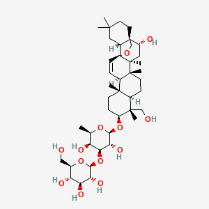 (2S,3R,4S,5S,6R)-2-(((2R,3R,4S,5S,6R)-3,5-Dihydroxy-2-(((3S,4R,4aR,6aR,6bS,8R,8aS,12aR,12bS,14aR,14bS)-8-hydroxy-4-(hydroxymethyl)-4,6a,6b,11,11,14b-hexamethyl-1,2,3,4,4a,5,6,6a,6b,7,8,9,10,11,12,12a,14a,14b-octadecahydro-12b,8a-(epoxymethano)picen-3-yl)oxy)-6-methyltetrahydro-2H-pyran-4-yl)oxy)-6-(hydroxymethyl)tetrahydro-2H-pyran-3,4,5-triol chemical structure (CAS 20874-52-6)