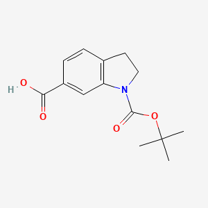 1-(tert-Butoxycarbonyl)indoline-6-carboxylic acid chemical structure (CAS 208772-41-2)