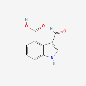 3-Formyl-1H-indole-4-carboxylic acid chemical structure (CAS 208772-46-7)