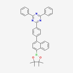 2,4-Diphenyl-6-(4-(4-(4,4,5,5-tetramethyl-1,3,2-dioxaborolan-2-yl)naphthalen-1-yl)phenyl)-1,3,5-triazine chemical structure (CAS 2088209-43-0)
