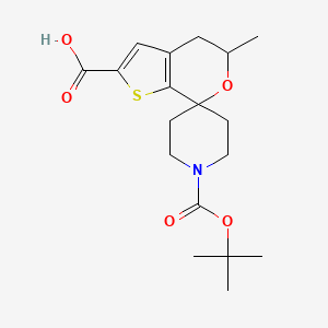 1-(tert-Butoxycarbonyl)-5'-methyl-4',5'-dihydrospiro[piperidine-4,7'-thieno[2,3-c]pyran]-2'-carboxylic acid chemical structure (CAS 2088333-65-5)
