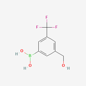(3-(Hydroxymethyl)-5-(trifluoromethyl)phenyl)boronic acid chemical structure (CAS 2088638-48-4)