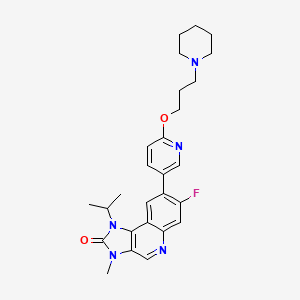 7-Fluoro-1-isopropyl-3-methyl-8-(6-(3-(piperidin-1-yl)propoxy)pyridin-3-yl)-1,3-dihydro-2H-imidazo[4,5-c]quinolin-2-one chemical structure (CAS 2089288-03-7)