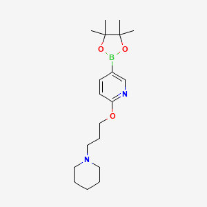 2-(3-(Piperidin-1-yl)propoxy)-5-(4,4,5,5-tetramethyl-1,3,2-dioxaborolan-2-yl)pyridine chemical structure (CAS 2089288-34-4)