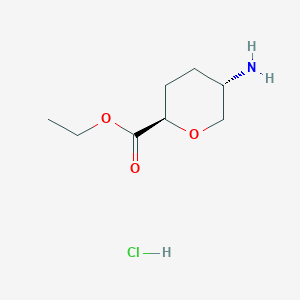 trans-Ethyl 5-aminotetrahydro-2H-pyran-2-carboxylate hydrochloride chemical structure (CAS 2089291-56-3)