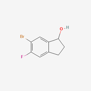 6-Bromo-5-fluoro-2,3-dihydro-1H-inden-1-ol chemical structure (CAS 2089649-48-7)