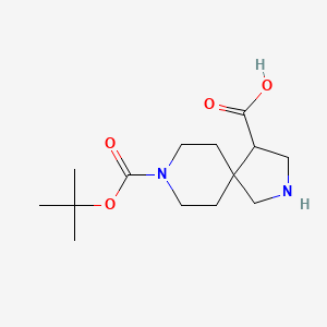 8-(tert-Butoxycarbonyl)-2,8-diazaspiro[4.5]decane-4-carboxylic acid chemical structure (CAS 2089650-38-2)