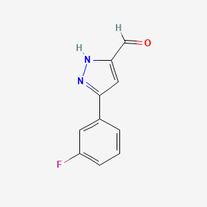 5-(3-Fluorophenyl)-1H-pyrazole-3-carbaldehyde chemical structure (CAS 2089669-15-6)