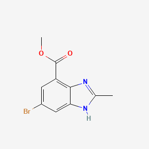 Methyl 5-bromo-2-methyl-1H-benzo[d]imidazole-7-carboxylate chemical structure (CAS 2089991-23-9)