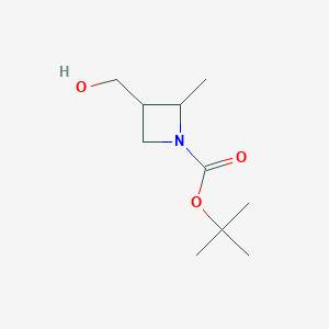 tert-Butyl 3-(hydroxymethyl)-2-methylazetidine-1-carboxylate chemical structure (CAS 2090335-53-6)