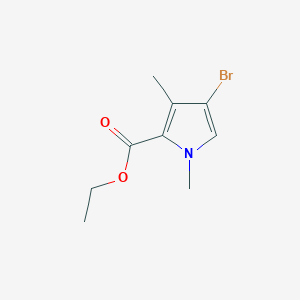 Ethyl 4-bromo-1,3-dimethyl-1H-pyrrole-2-carboxylate chemical structure (CAS 2090608-24-3)