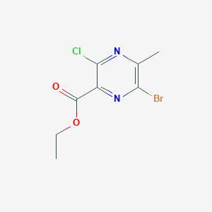 Ethyl 6-bromo-3-chloro-5-methylpyrazine-2-carboxylate chemical structure (CAS 2091009-80-0)