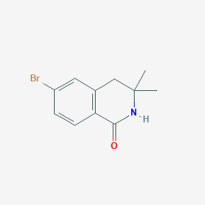 6-Bromo-3,3-dimethyl-3,4-dihydroisoquinolin-1(2H)-one chemical structure (CAS 2091182-77-1)